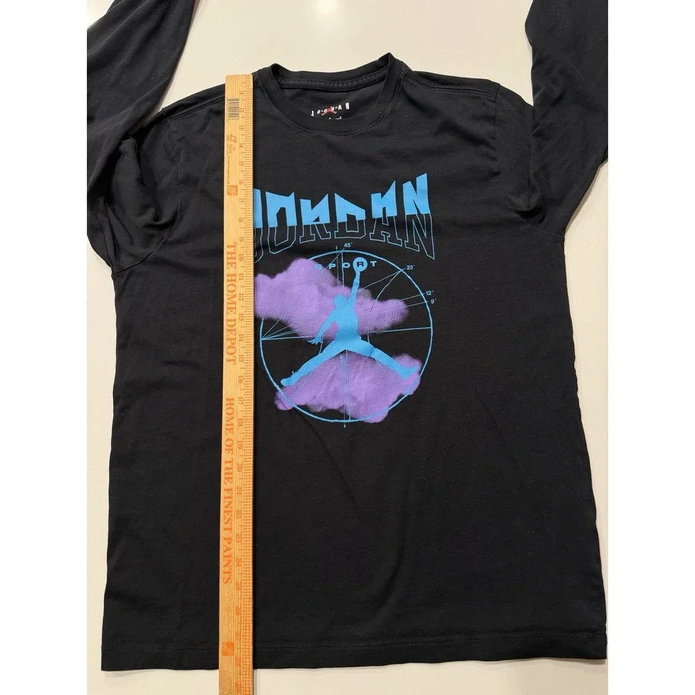 Jordan Sport LS Graphic Tee FD7004-011 Black Purple Aquatone Mens L
